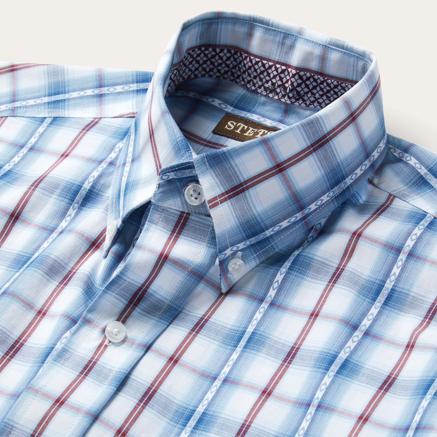 Blue Diamond Dobby Plaid Shirt | Stetson Blue