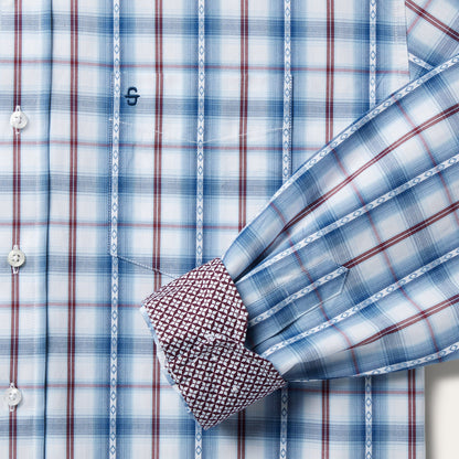 Blue Diamond Dobby Plaid Shirt | Stetson Blue