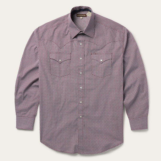 Four Point Geo Print Western Shirt | Stetson Blue