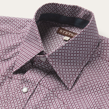 Four Point Geo Print Western Shirt | Stetson Blue