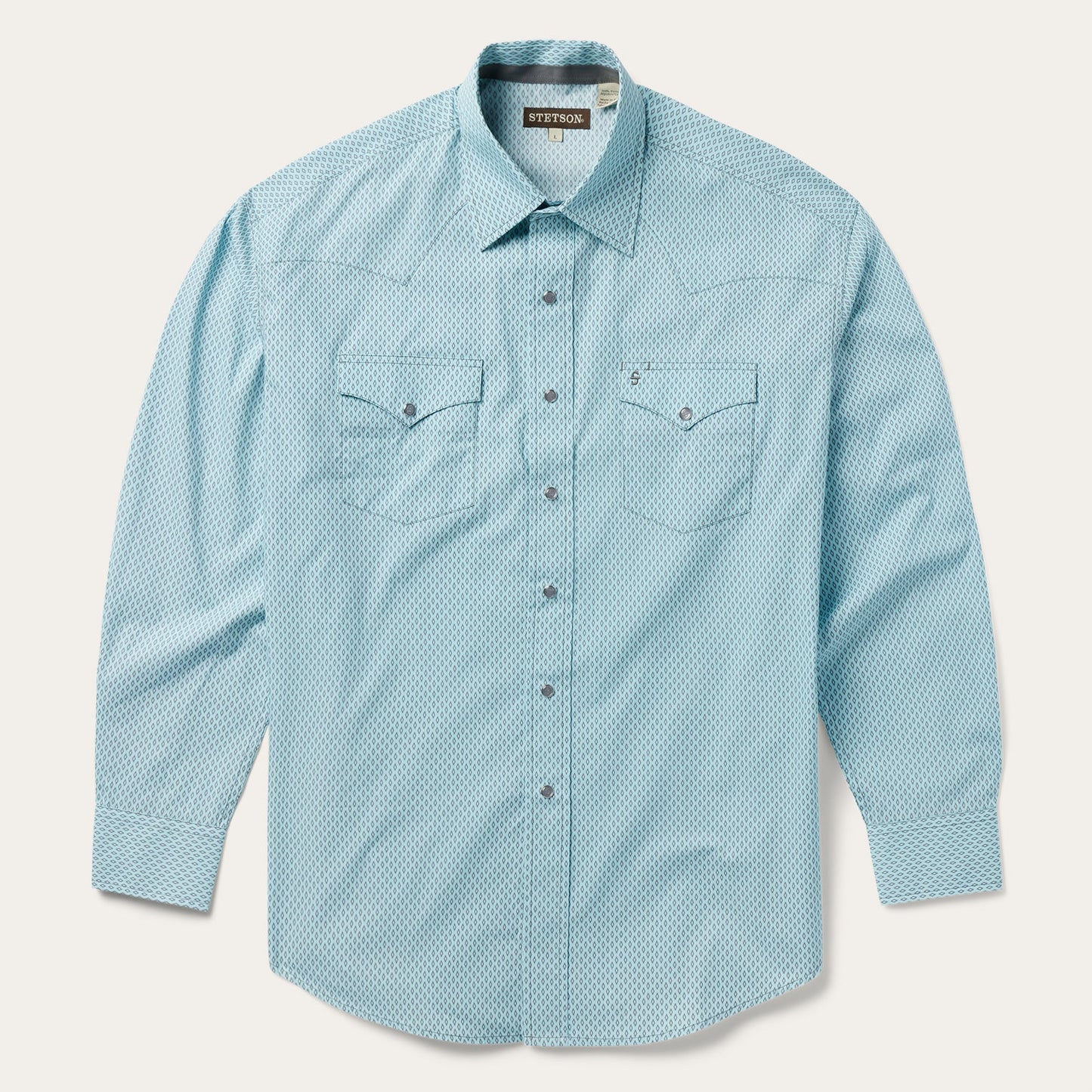 Silver Diamond Neat Print Western Shirt | Stetson Blue