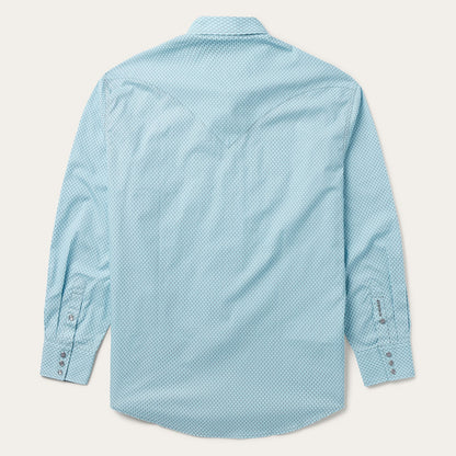 Silver Diamond Neat Print Western Shirt | Stetson Blue