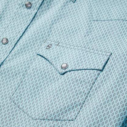 Silver Diamond Neat Print Western Shirt | Stetson Blue