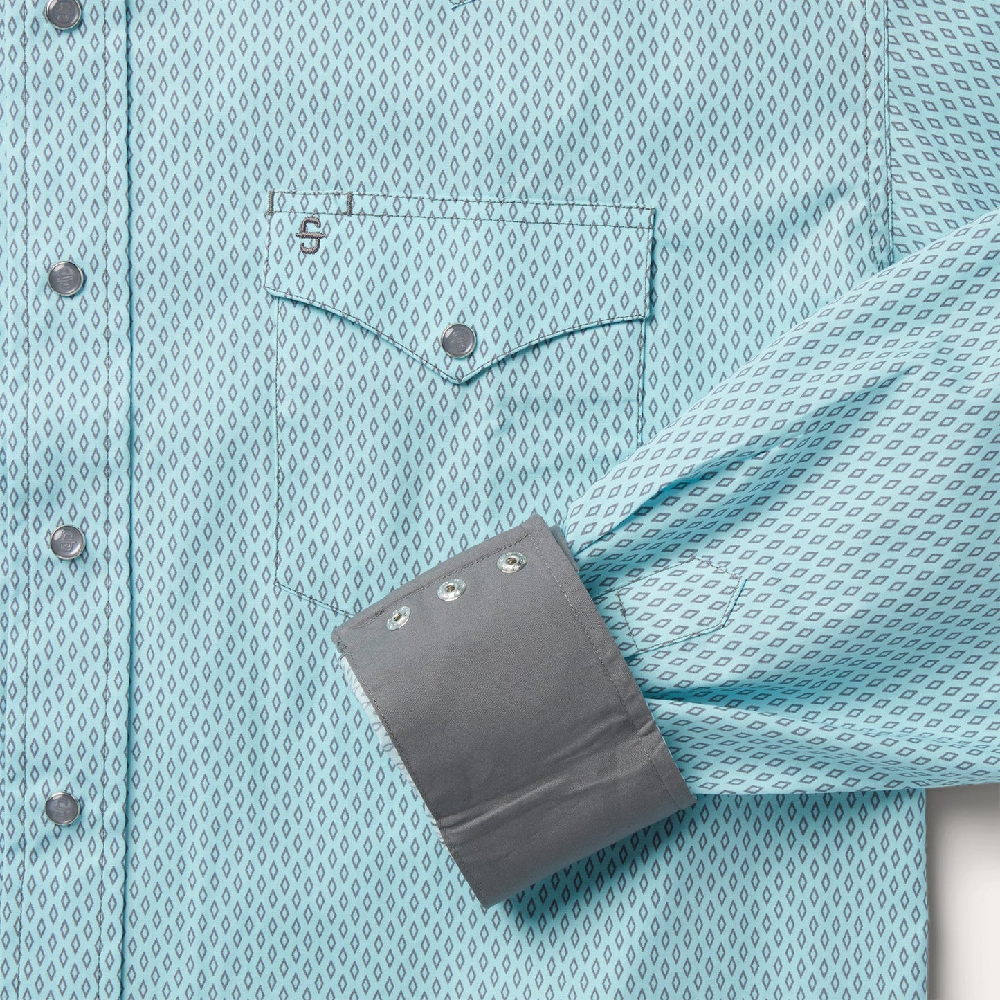 Silver Diamond Neat Print Western Shirt | Stetson Blue