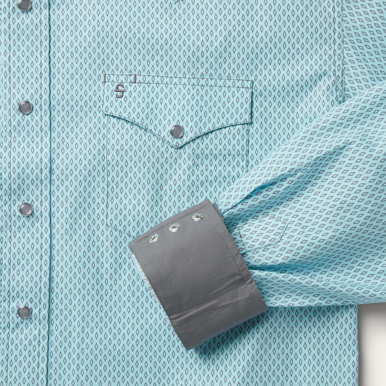 Silver Diamond Neat Print Western Shirt | Stetson Blue