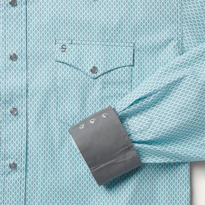 Silver Diamond Neat Print Western Shirt | Stetson Blue
