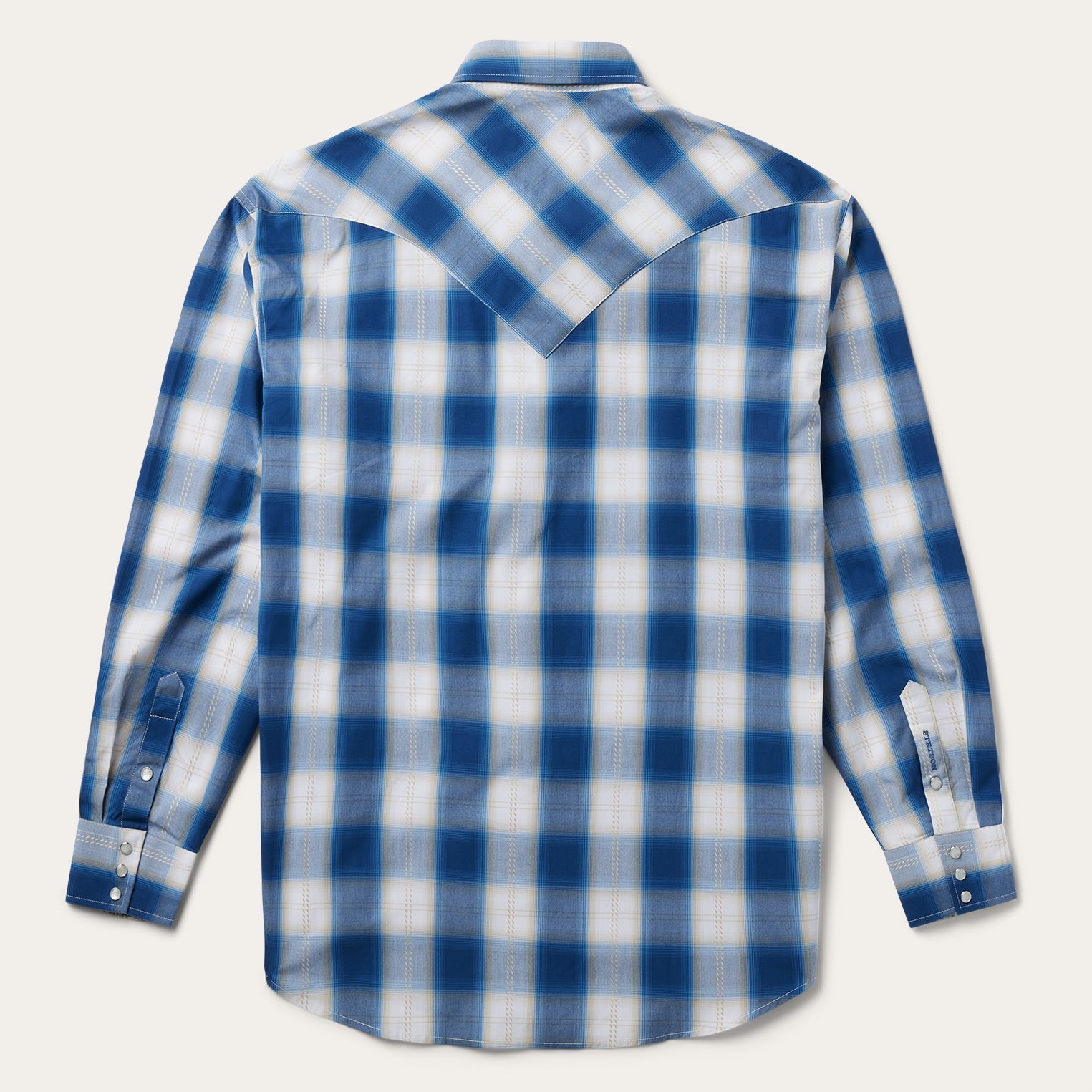 Navy Gold Ombre Plaid Western Shirt | Stetson Blue
