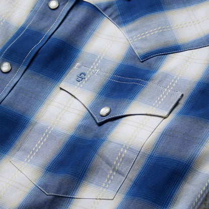 Navy Gold Ombre Plaid Western Shirt | Stetson Blue