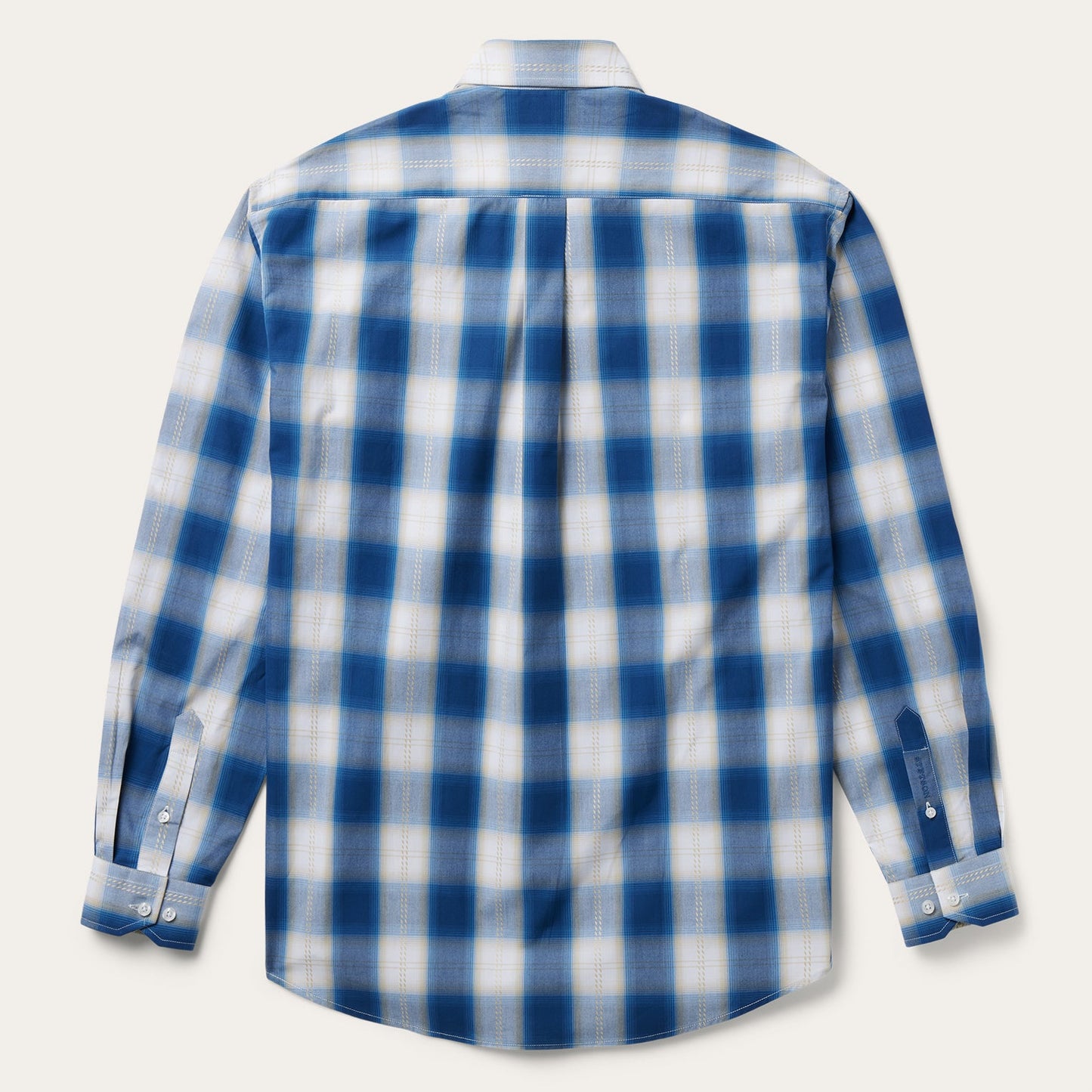 Navy Gold Ombre Plaid Short Sleeve Western Shirt | Stetson Blue