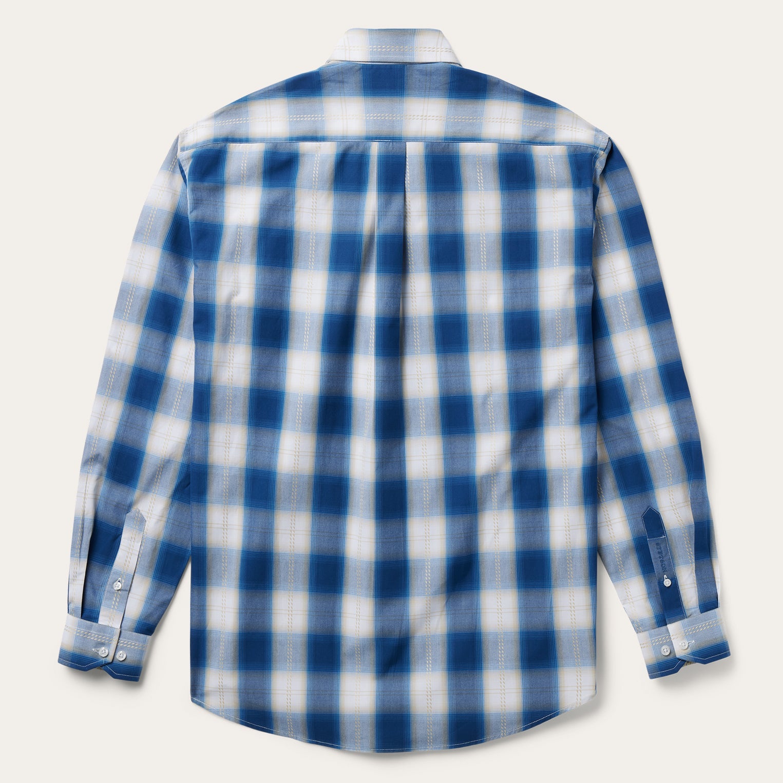 Navy Gold Ombre Plaid Short Sleeve Western Shirt | Stetson Blue