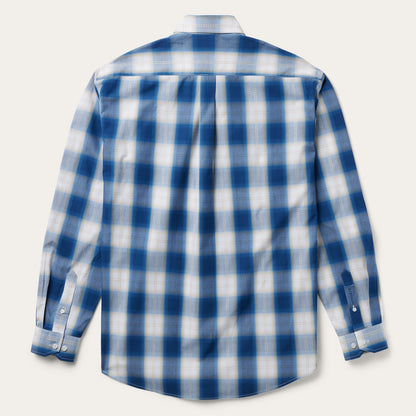Navy Gold Ombre Plaid Short Sleeve Western Shirt | Stetson Blue