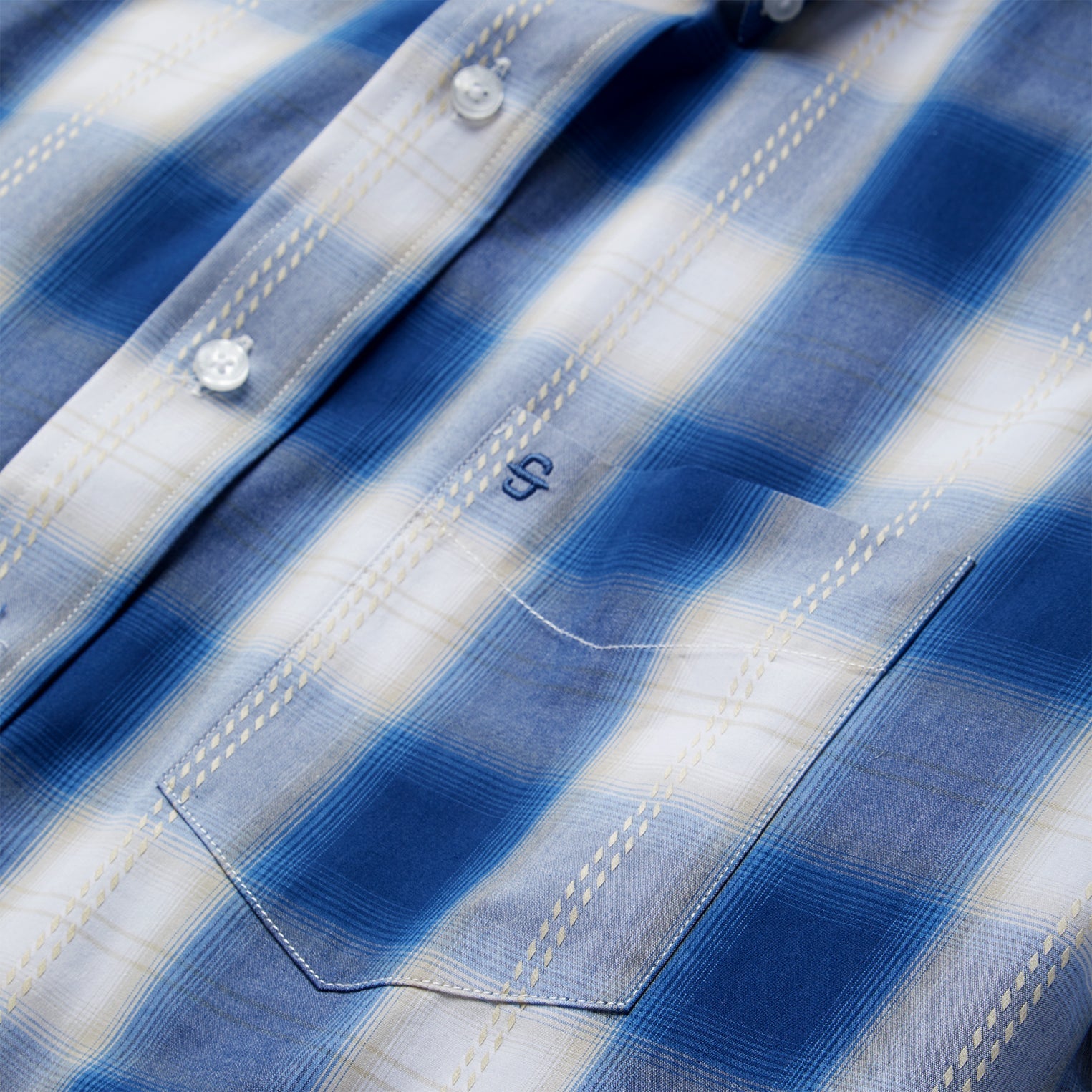 Navy Gold Ombre Plaid Short Sleeve Western Shirt | Stetson Blue