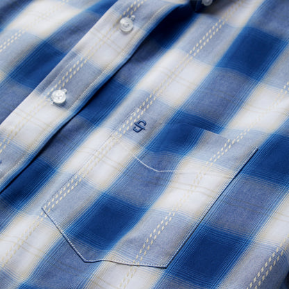 Navy Gold Ombre Plaid Short Sleeve Western Shirt | Stetson Blue