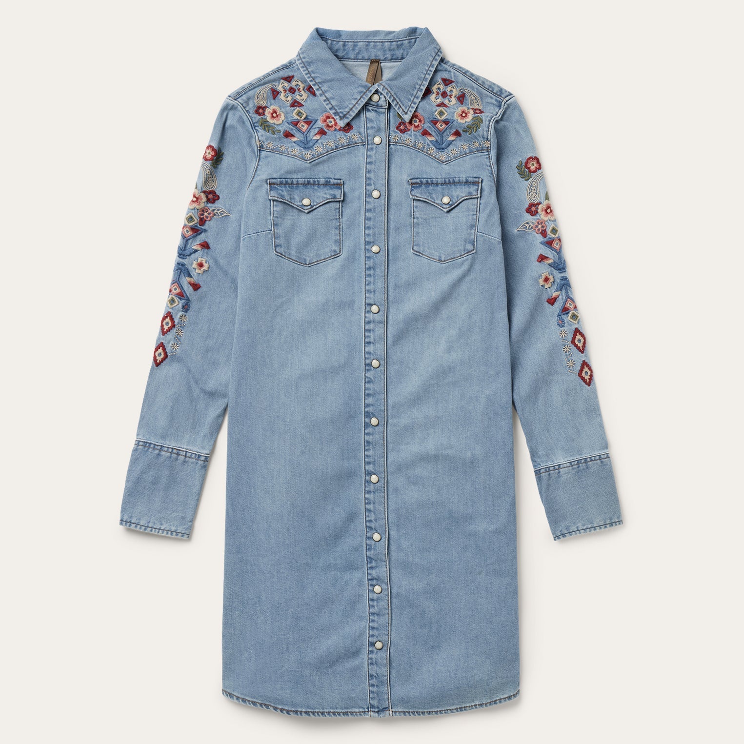 Embroidered Denim Shirt Dress | Stetson Blue