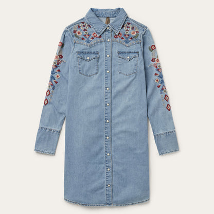 Embroidered Denim Shirt Dress | Stetson Blue