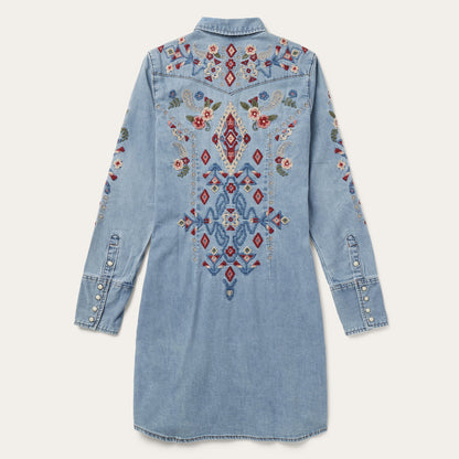 Embroidered Denim Shirt Dress | Stetson Blue