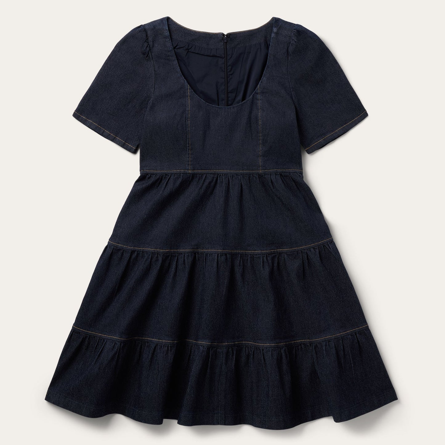 Dark Denim Dress With Contrast Top Stitching | Stetson Blue