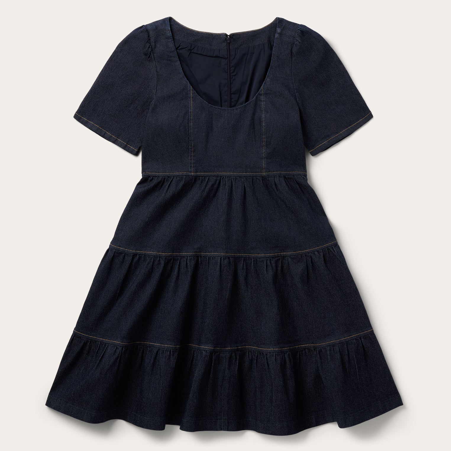 Dark Denim Dress With Contrast Top Stitching | Stetson Blue