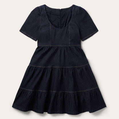 Dark Denim Dress With Contrast Top Stitching | Stetson Blue