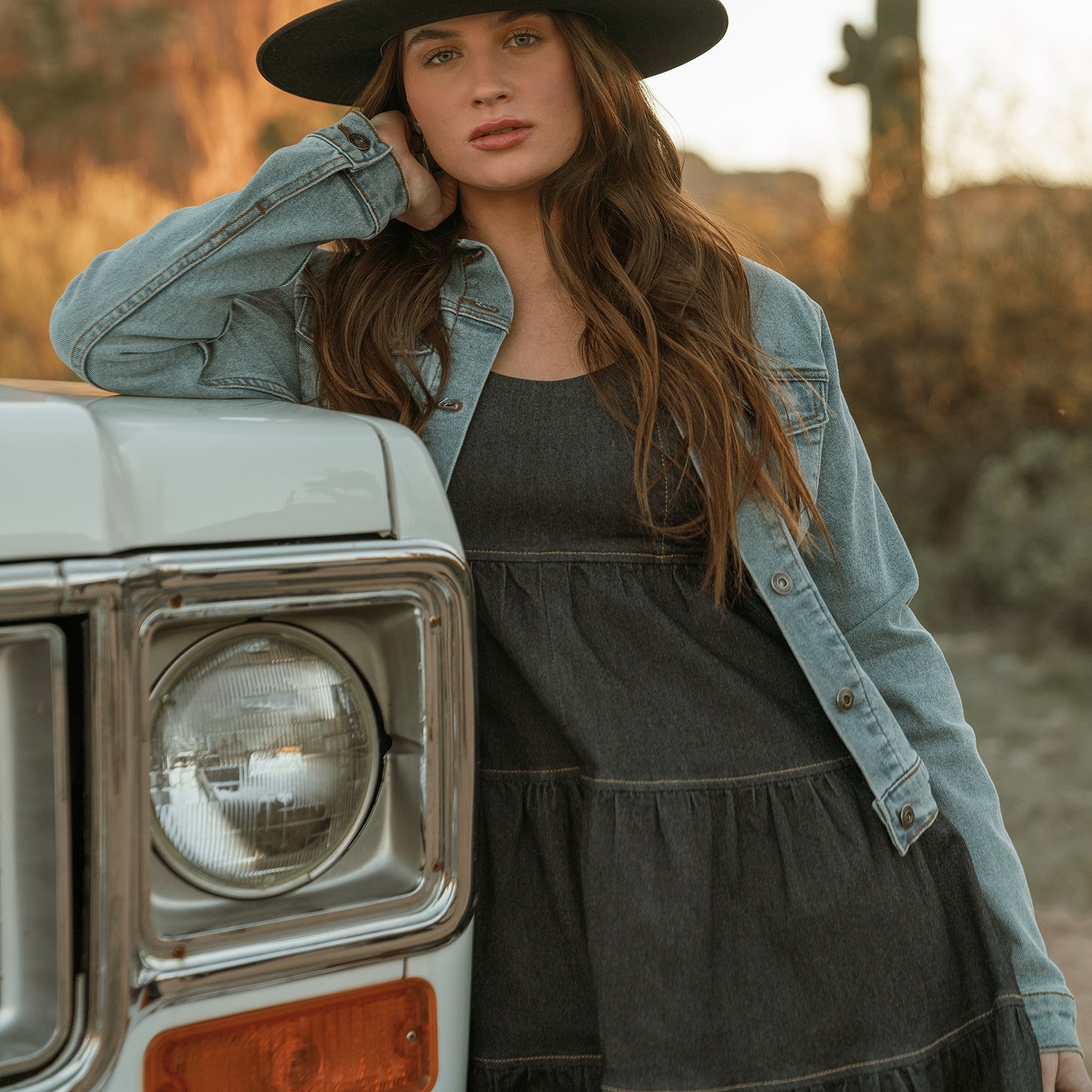 Dark Denim Dress With Contrast Top Stitching | Stetson Blue