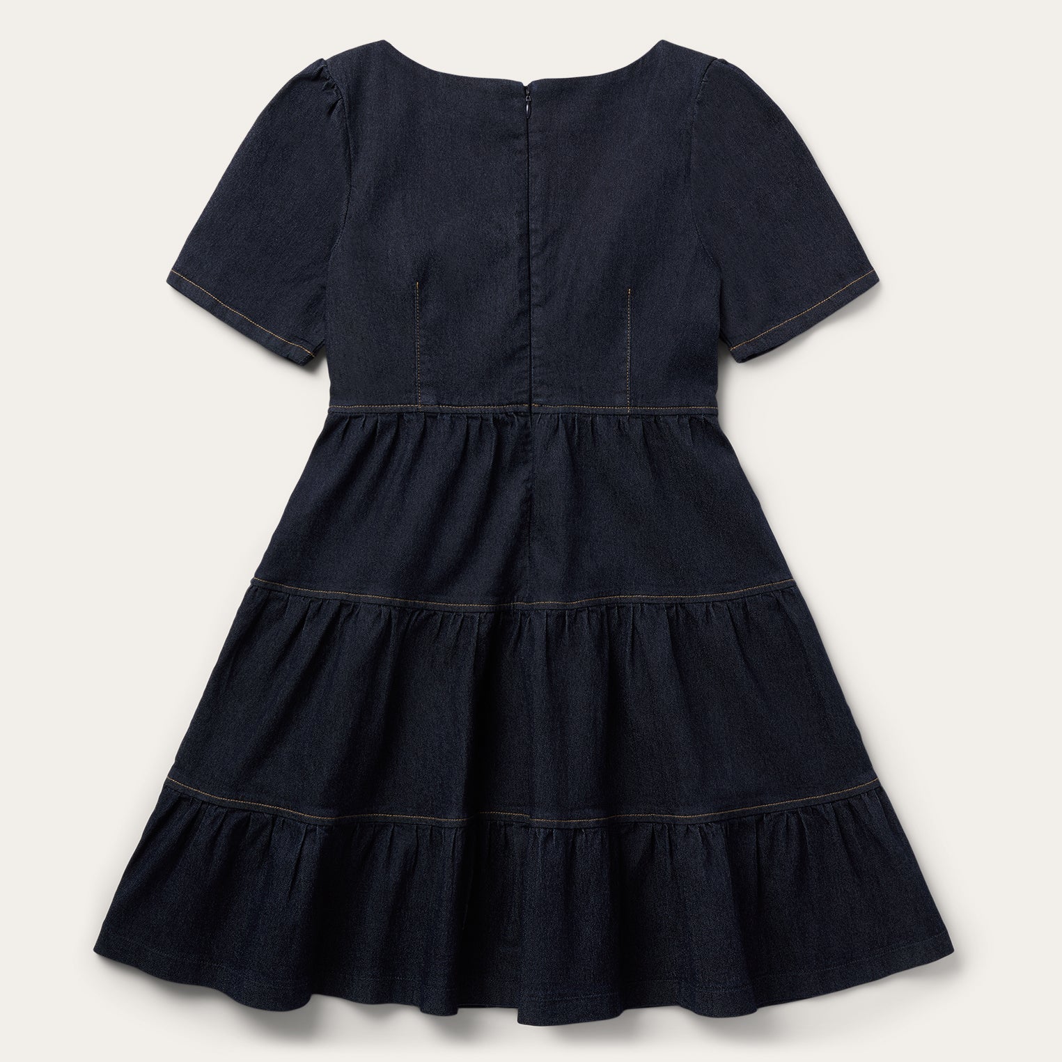 Dark Denim Dress With Contrast Top Stitching | Stetson Blue