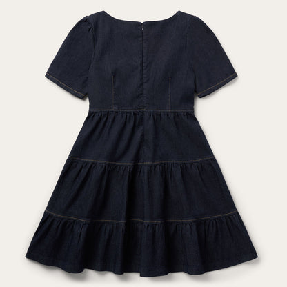 Dark Denim Dress With Contrast Top Stitching | Stetson Blue