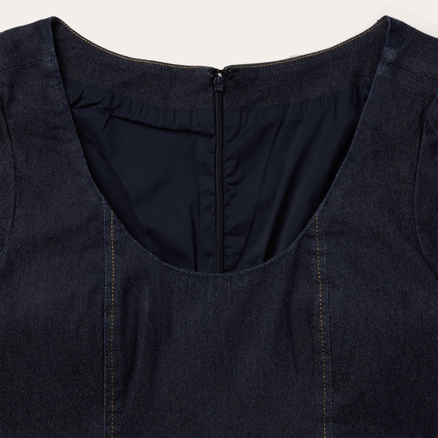 Dark Denim Dress With Contrast Top Stitching | Stetson Blue