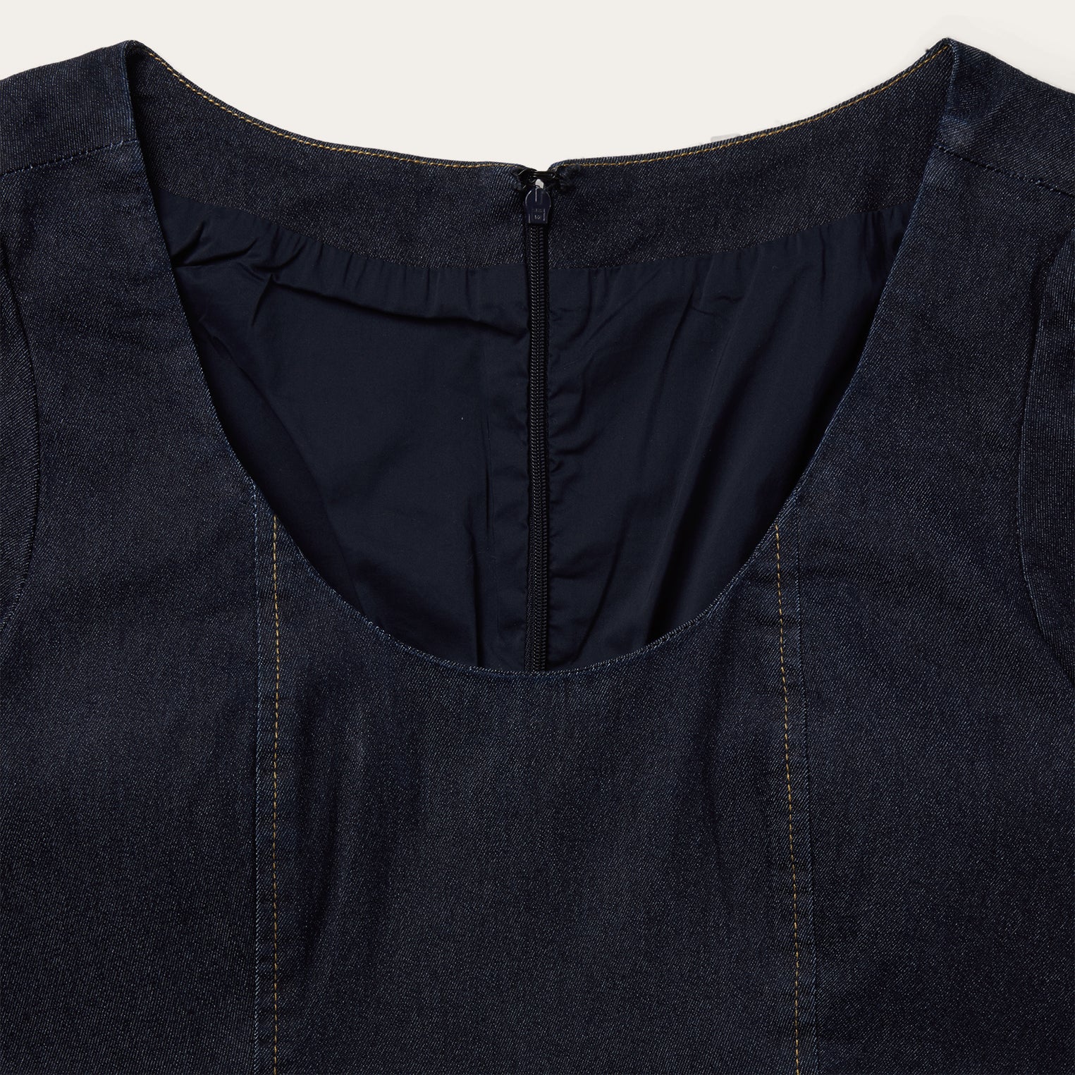 Dark Denim Dress With Contrast Top Stitching | Stetson Blue