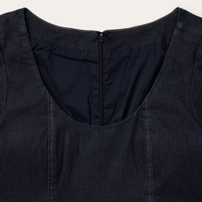 Dark Denim Dress With Contrast Top Stitching | Stetson Blue