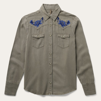 Olive Twill Western Shirt | Stetson Green