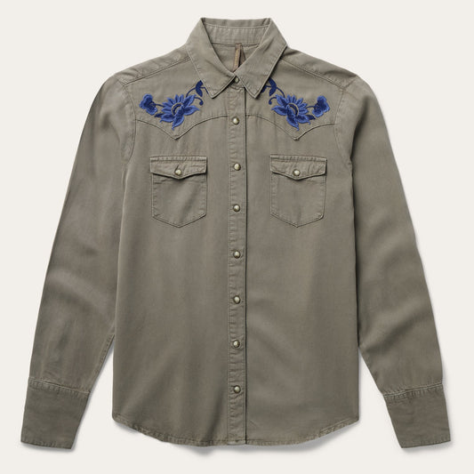Olive Twill Western Shirt | Stetson Green