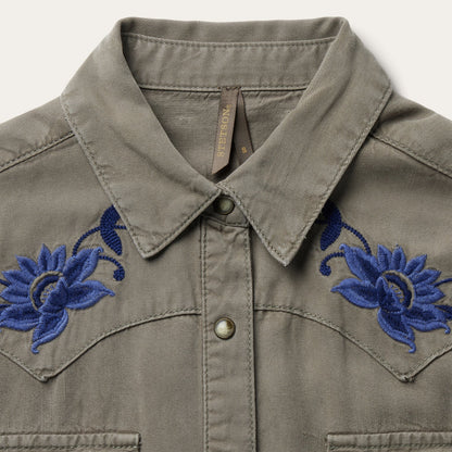 Olive Twill Western Shirt | Stetson Green