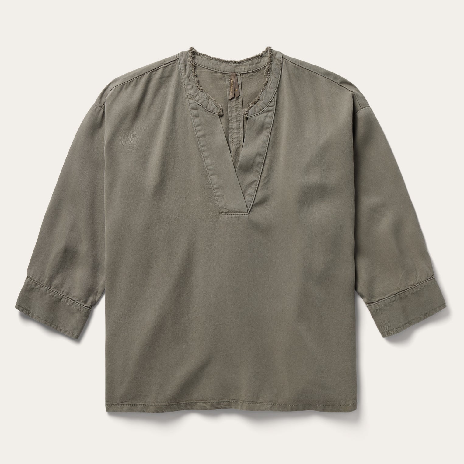 Olive Twill Peasant Blouse | Stetson Green