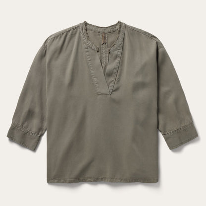 Olive Twill Peasant Blouse | Stetson Green
