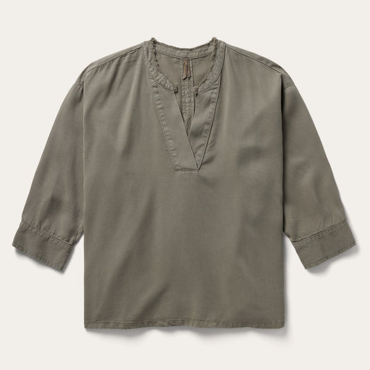 Olive Twill Peasant Blouse | Stetson Green