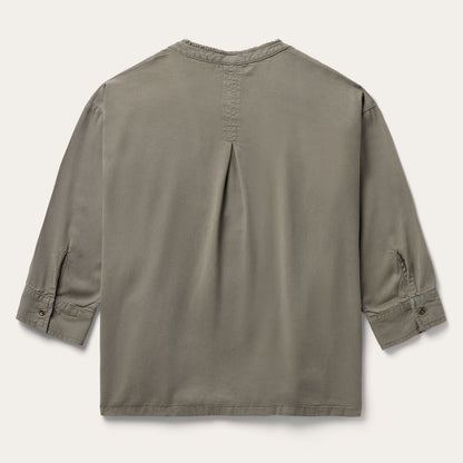Olive Twill Peasant Blouse | Stetson Green