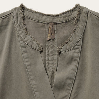 Olive Twill Peasant Blouse | Stetson Green