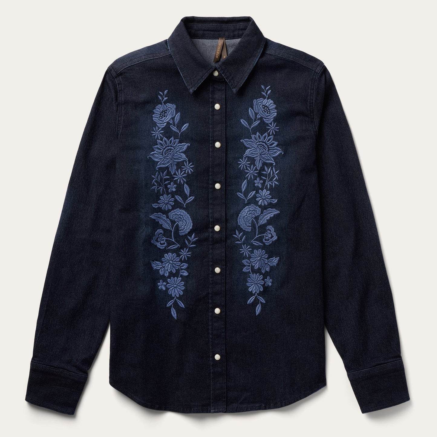 Embroidered Dark Denim Snap Front Shirt | Stetson Blue