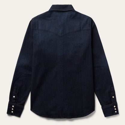 Embroidered Dark Denim Snap Front Shirt | Stetson Blue