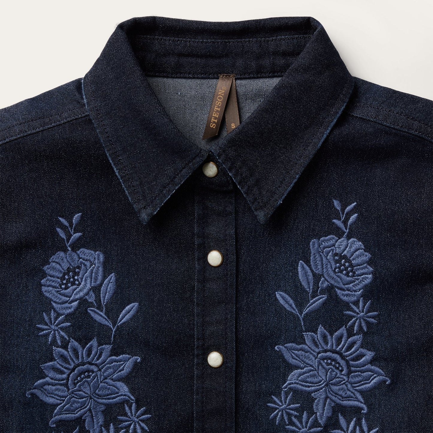 Embroidered Dark Denim Snap Front Shirt | Stetson Blue