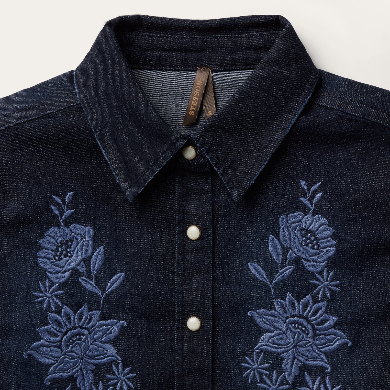 Embroidered Dark Denim Snap Front Shirt | Stetson Blue