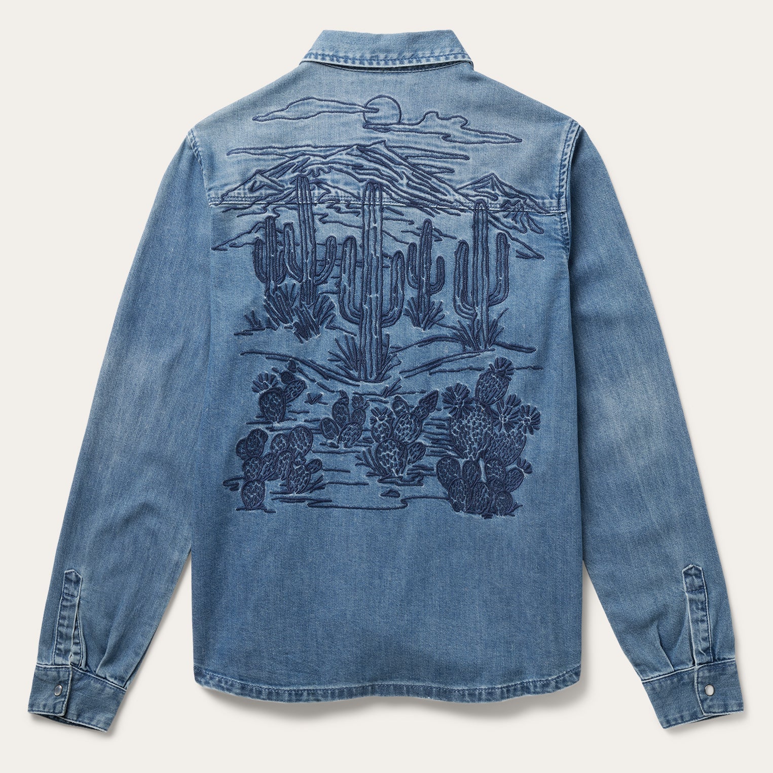 Embroidered Boyfriend Fit Denim Shirt | Stetson Blue