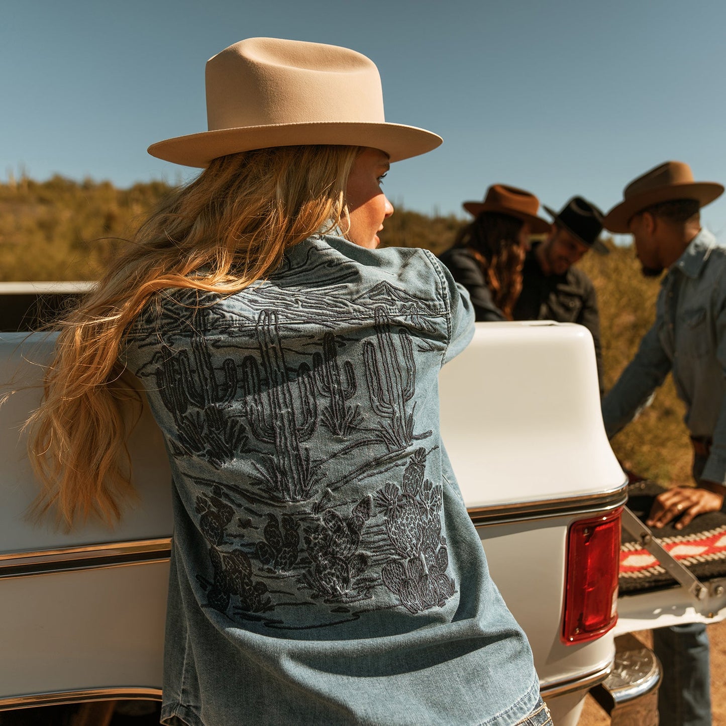Embroidered Boyfriend Fit Denim Shirt | Stetson Blue