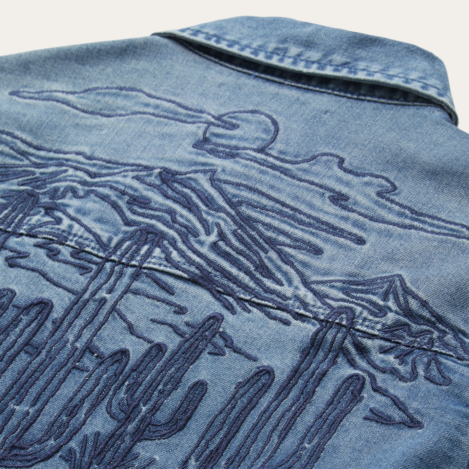 Embroidered Boyfriend Fit Denim Shirt | Stetson Blue