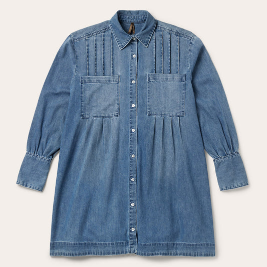 Denim Button Front Shirt Dress | Stetson Blue