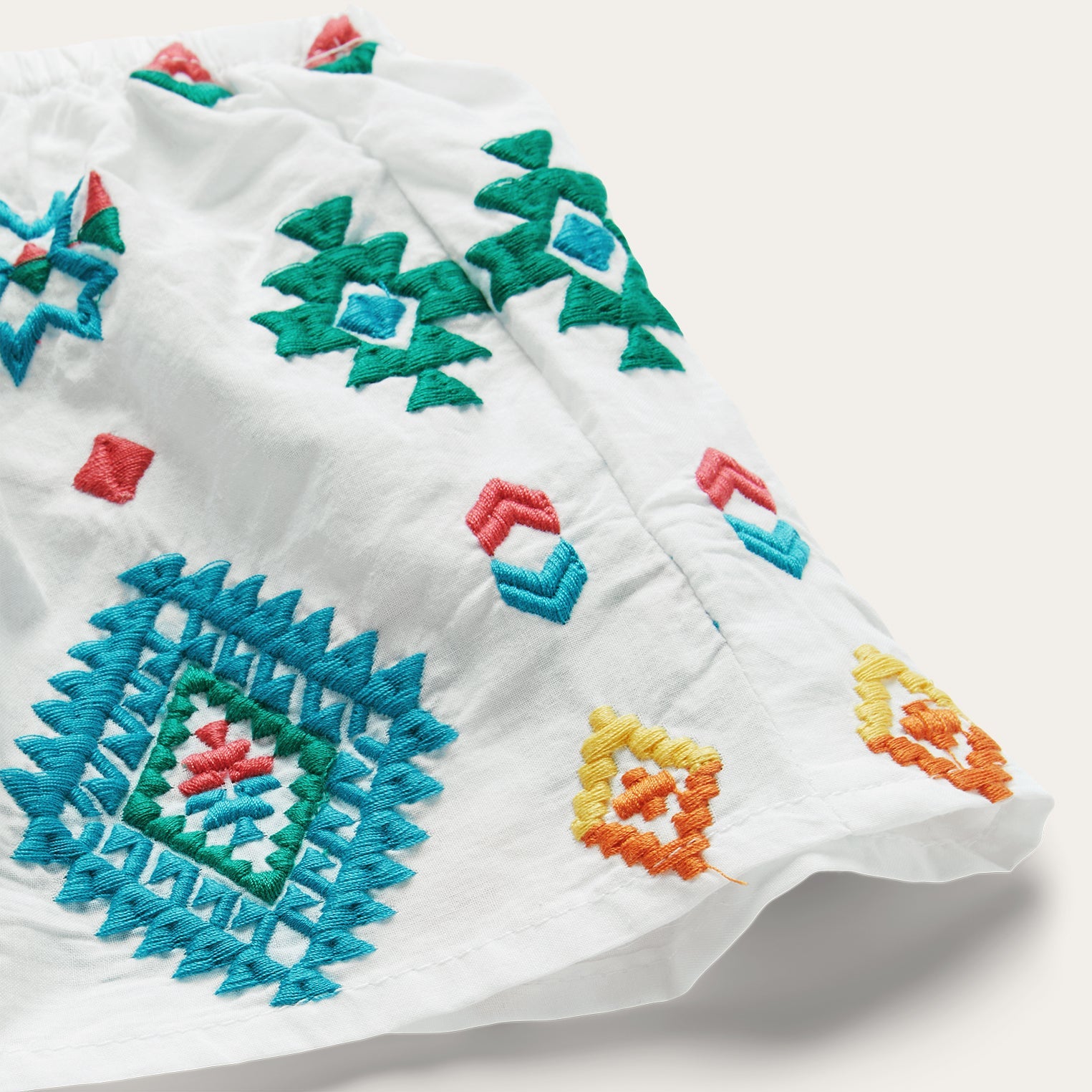 Bright Schiffli Embroidered White Cotton Lawn Blouse | Stetson White