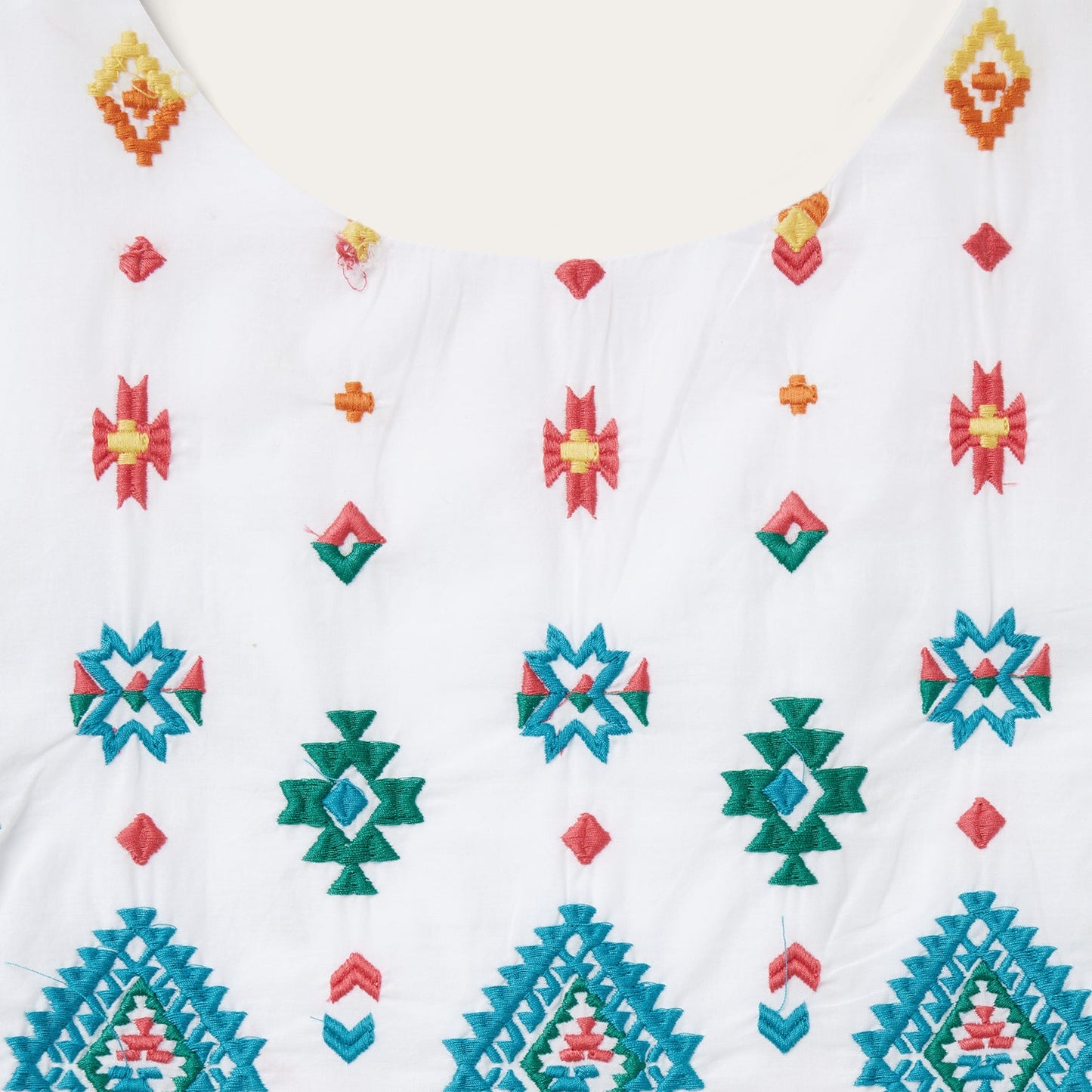 Bright Schiffli Embroidered White Cotton Lawn Dress | Stetson White