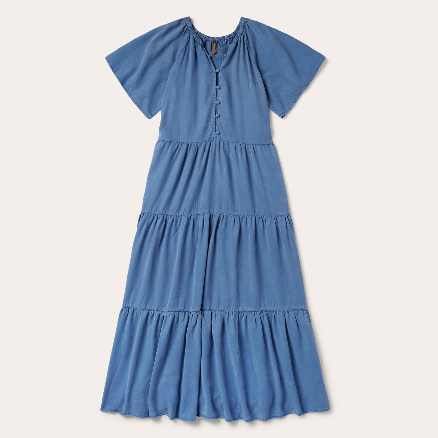 Denim Long Three Tiered Dress | Stetson Blue