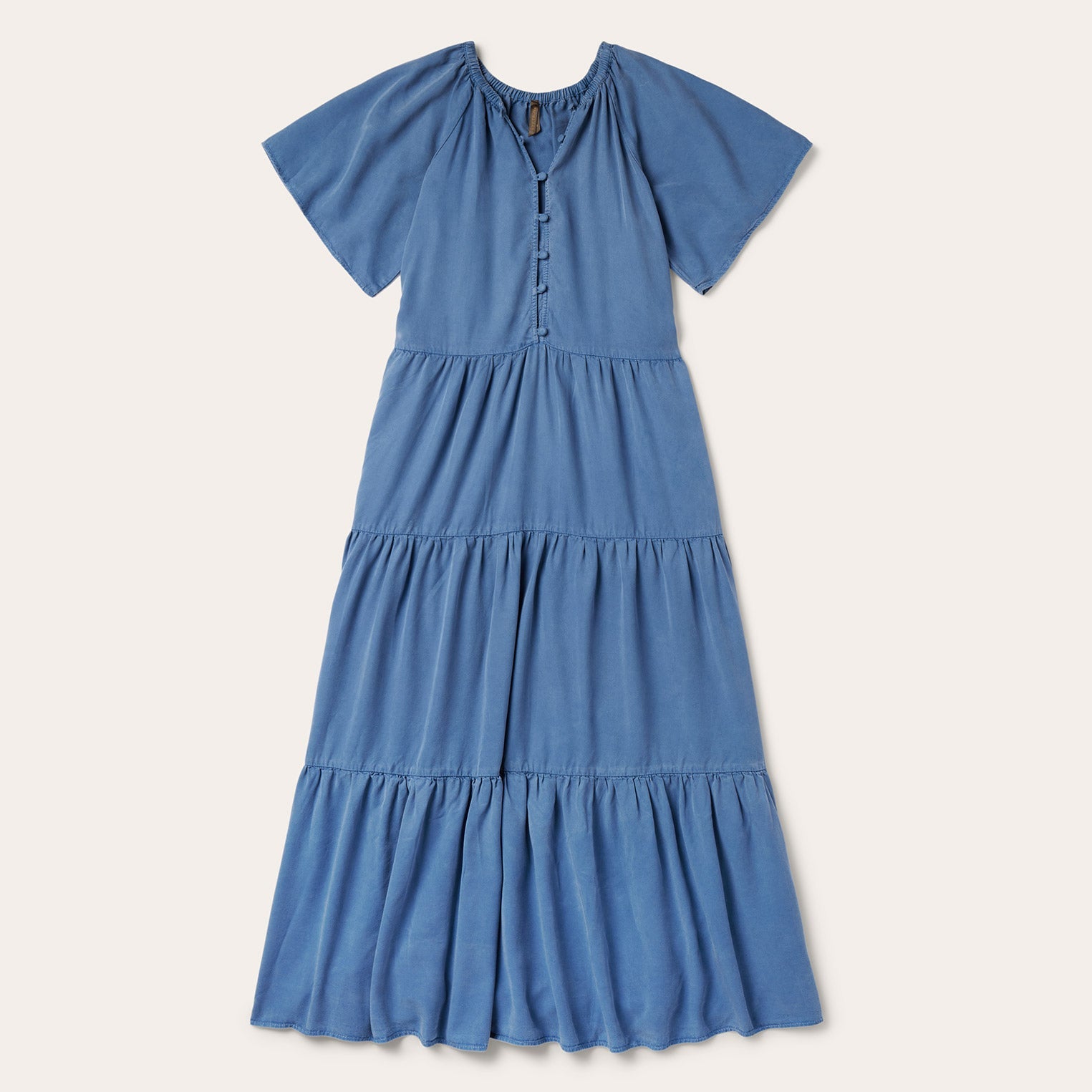 Denim Long Three Tiered Dress | Stetson Blue