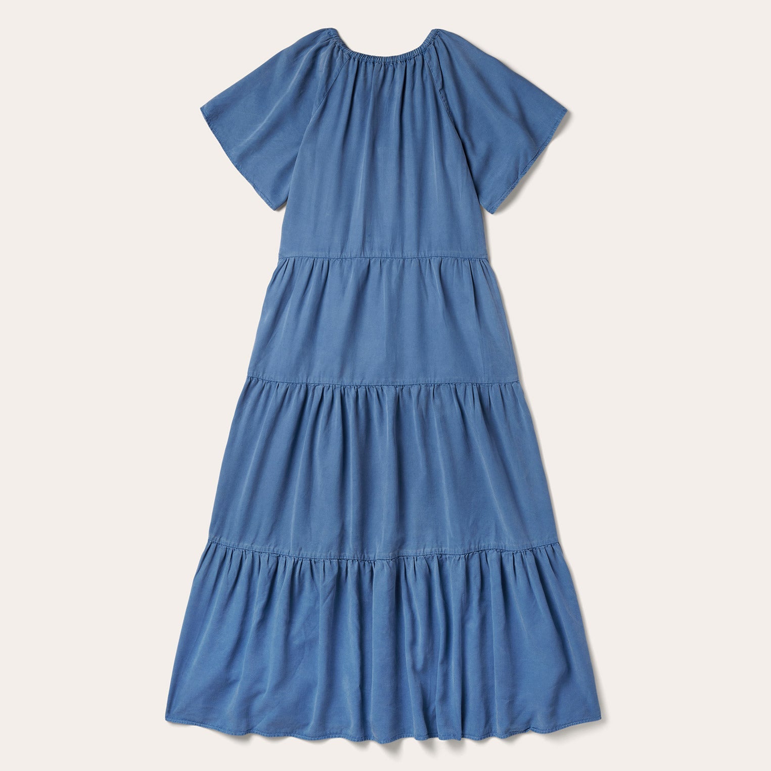 Denim Long Three Tiered Dress | Stetson Blue